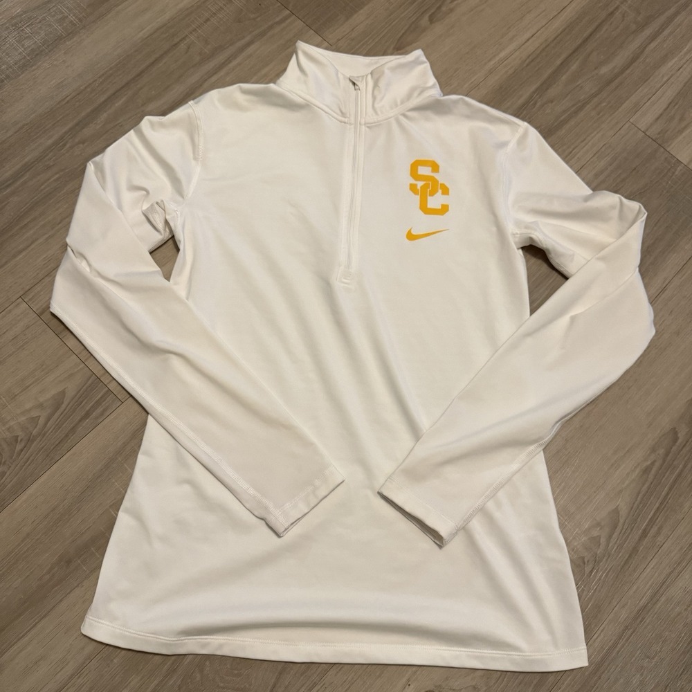 Nike Dri Fit Shirt Womens XL White South Carolina Hyperwarm Long Sleeve 1/4 Zip